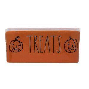 Rae Dunn Halloween Rectangular Ceramic Storage Container with Clear Ventable Lid